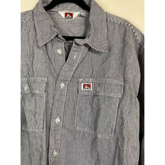Ben Davis Heavyweight Cotton Hickory Striped Button Up Work Shirt Sz 3XL Shacket - Picture 8 of 16